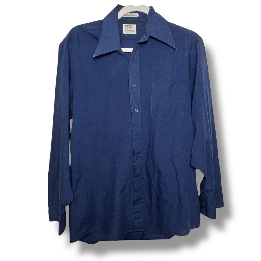 Vintage Men's Montgomery High Count Broadcloth Blue Button Down Shirt